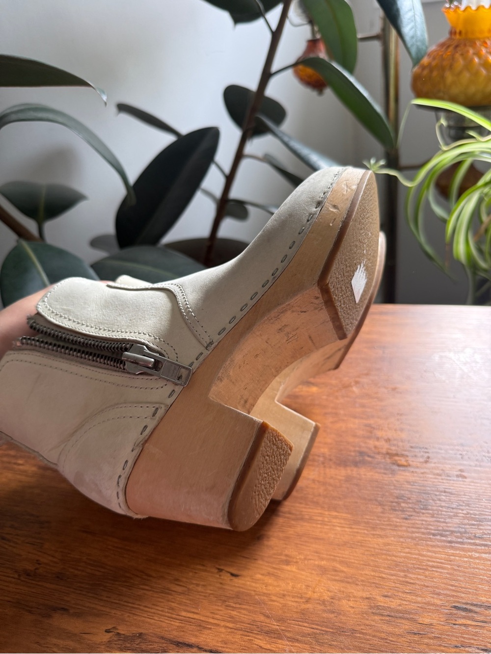 TOFFEL SWEDEN size 37 Womens Beige Suede Zip Ankle Booties - Picture 6 of 15